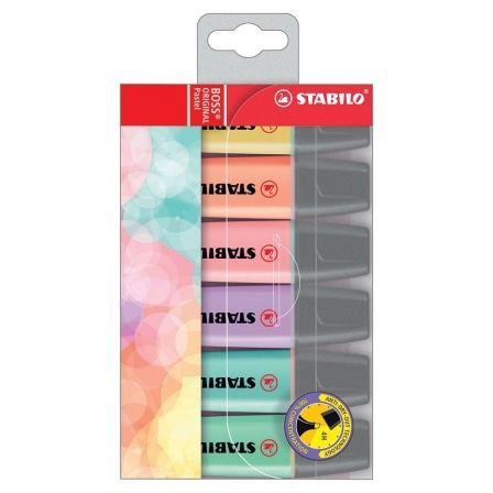 Stabilo BOSS Original Marcadores Fluorescentes Colores Pastel, 6 Unidades Stabilo BOSS Original Marcadores Fluorescentes Colores Pastel, 6 Unidades